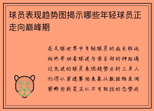 球员表现趋势图揭示哪些年轻球员正走向巅峰期