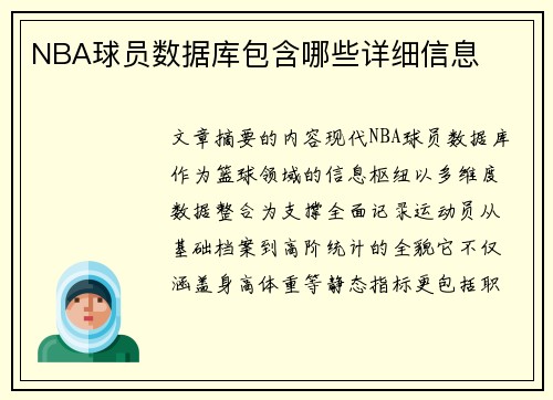 NBA球员数据库包含哪些详细信息